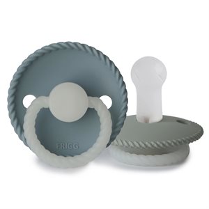 FRIGG Rope - Round Silicone 2-Pack Pacifiers - Stone Blue Night/Sage Night - Size 2